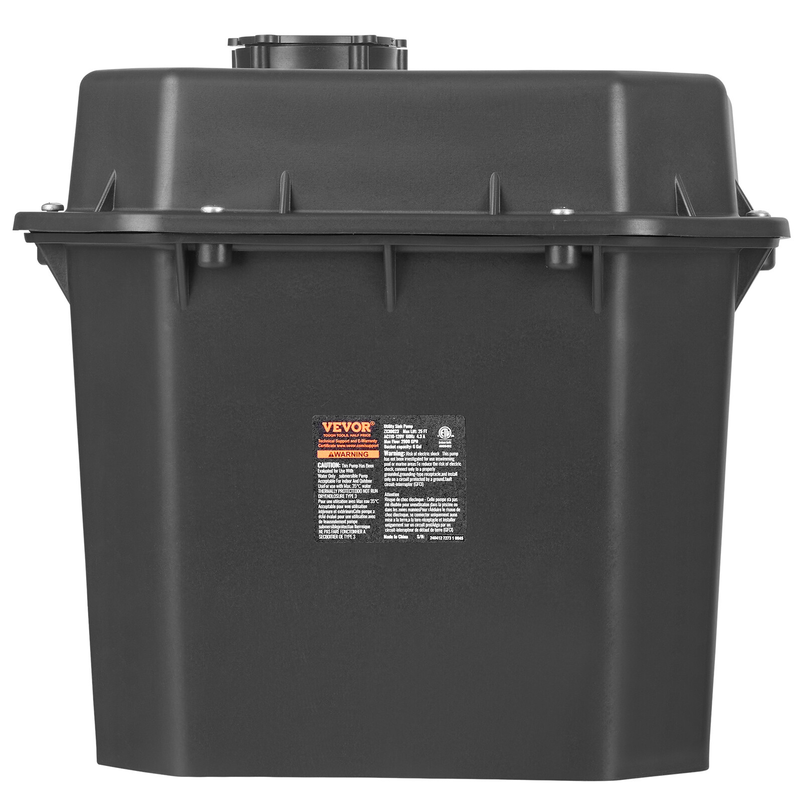 Utility Sink Pump Laundry Sink Drain Pump System 1/3 HP 2900 GPH 25ft Head