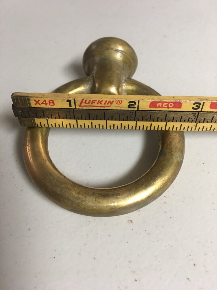 LARGE 1/4 IPS ( 1/2 ) Threaded Heavy Solid Brass Loop 3 INCH DIAMETER