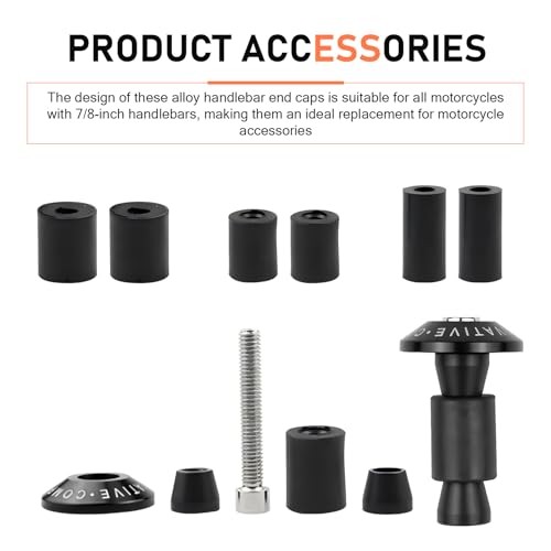 2PCS Motorcycle Handlebar End Plugs, Metal Rustproof Impact-Resistant