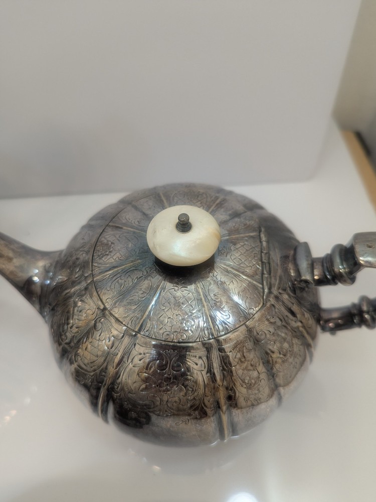 Antique Victorian Silverplate Tea Coffee Set Floral Engraved Serving Set...G6