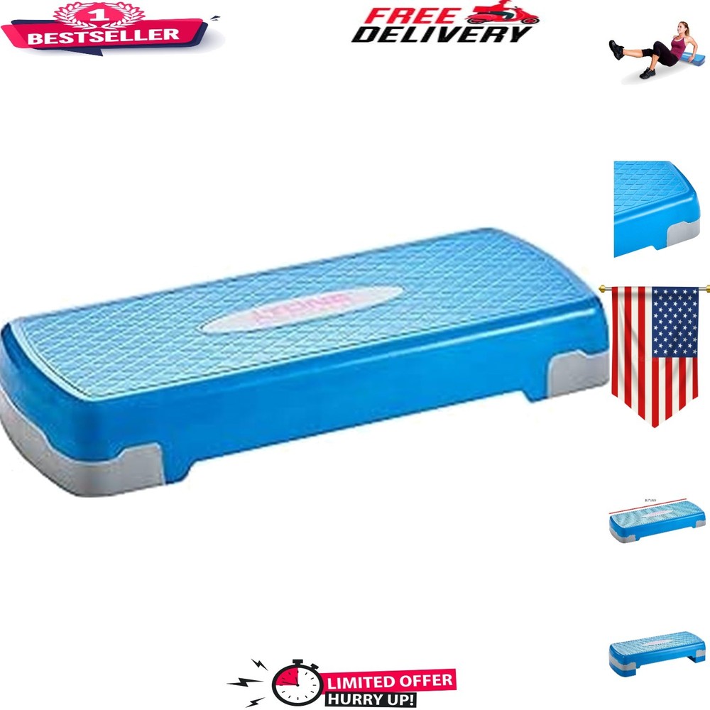 Compact Aerobic Step Platform - Adjustable 4 or 6 Inch Exercise Step in Blue