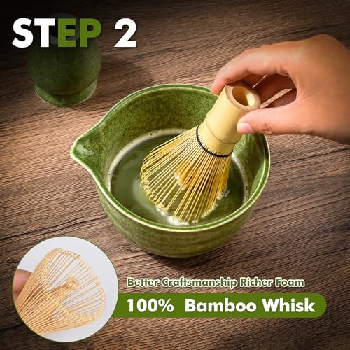 Matcha Whisk Set-Japanese Matcha Tea Kit includes Matcha Bowl with