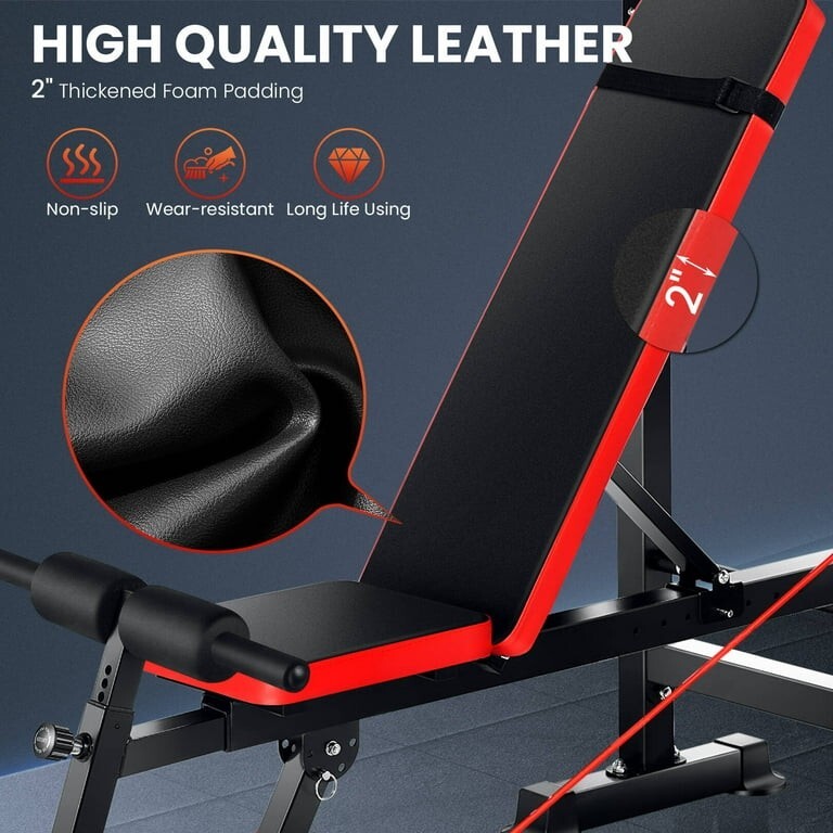 600lbs 6 in 1 Adjustable Weight Bench Set with Squat Rack Foldable Bench Press🏋
