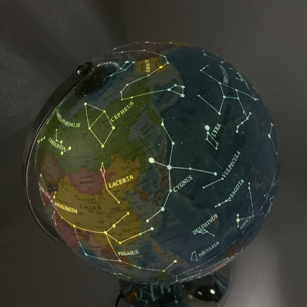 World Globe With Illuminated Constellations Night Light 14” Tall