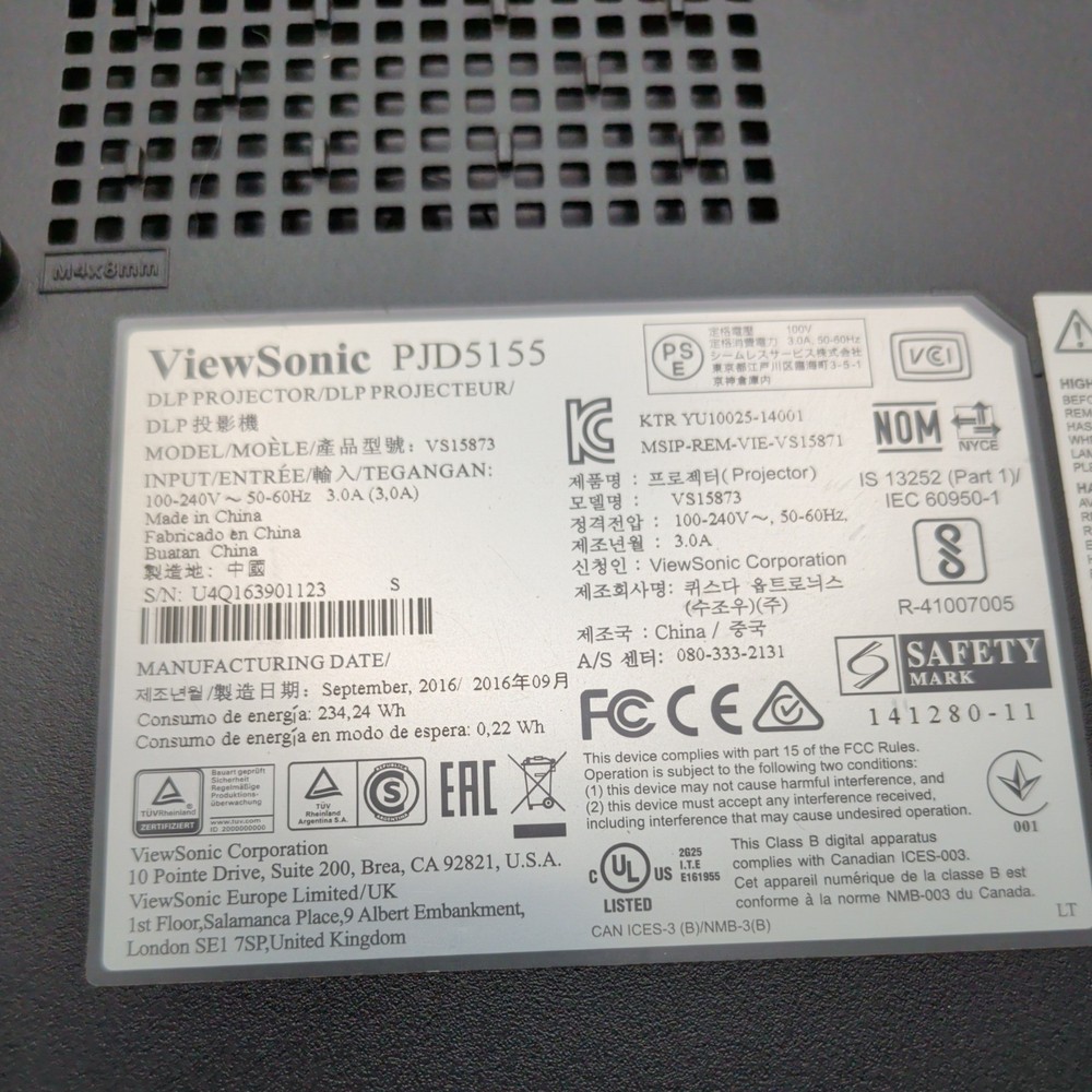 ViewSonic PJD5155 Projector Good Lamp includes Power Cord