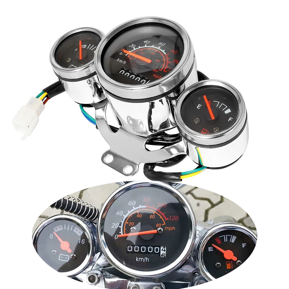 Motorcycle Digital Tachometer Speedometer Odometer Meter Voltmeter Fuel GaugeKit
