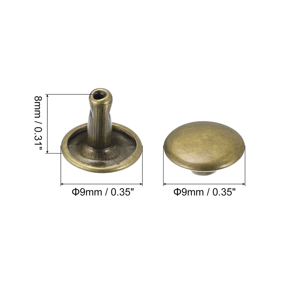100Set 9mm Double Cap Rivet Leather Rivet DIY 8mm Height Stud