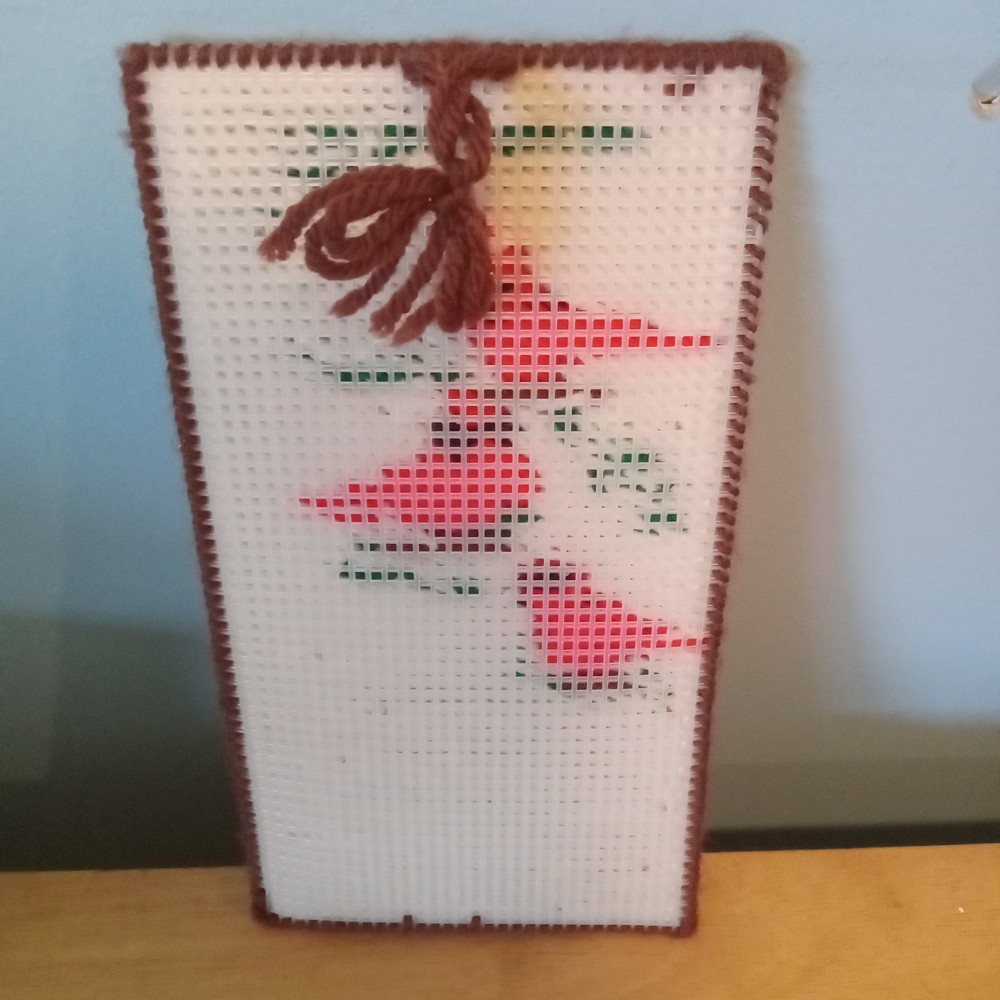 Handmade Plastic Canvas Needlepoint Wall Hanging Note Holder Cardinal