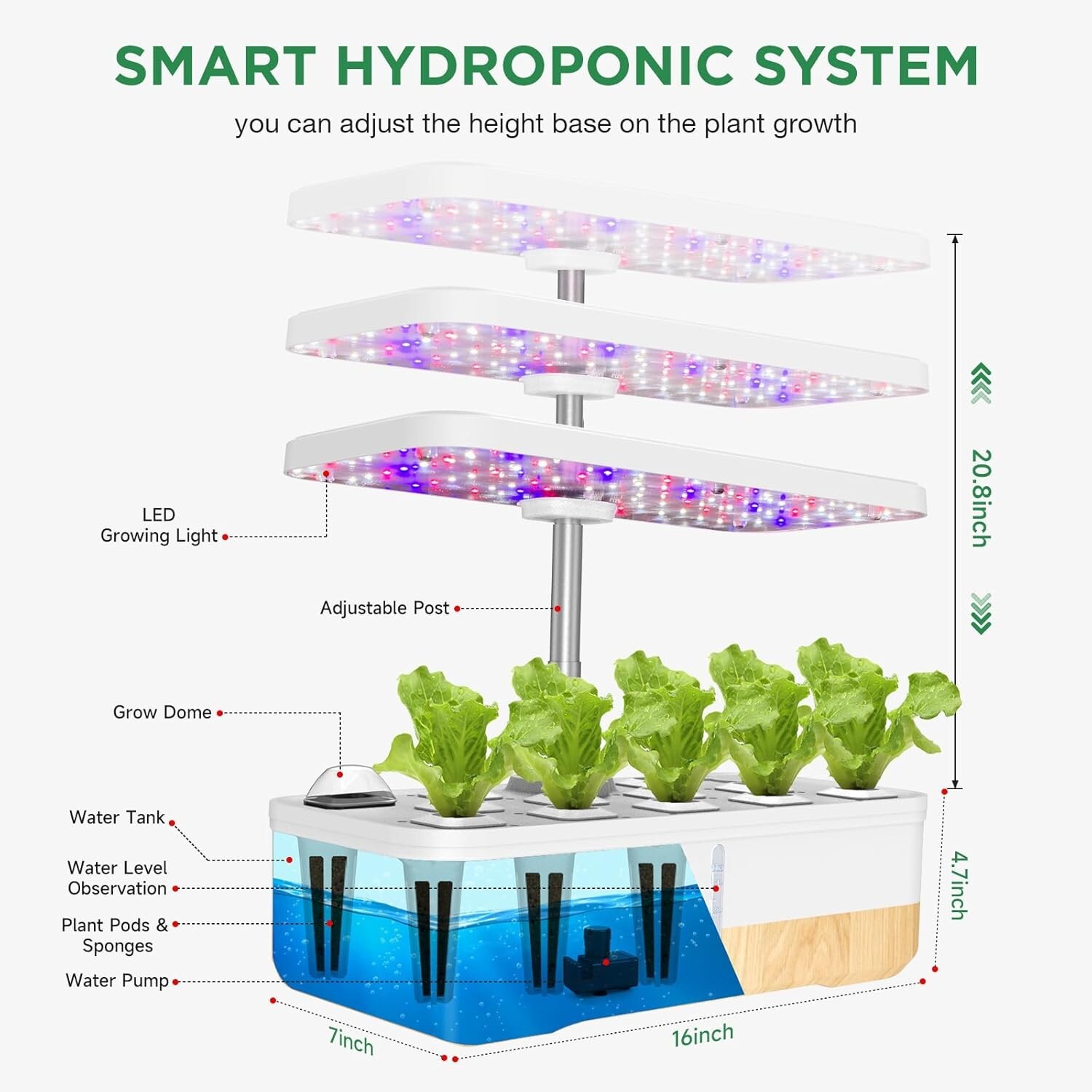 Hydroponics Growing System 12Pods, Indoor Herb Garden with LED Grow Light