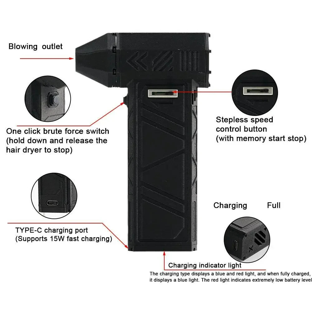 130000RPM 52m/s Mini Jet Turbo Fan Electric Air Blower Duster Cleaner W/battery