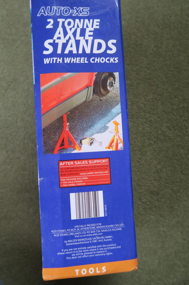 Pair 2 Tons Folding Axle Jack Stand Lifting Car& wheel chocks adjustable Height