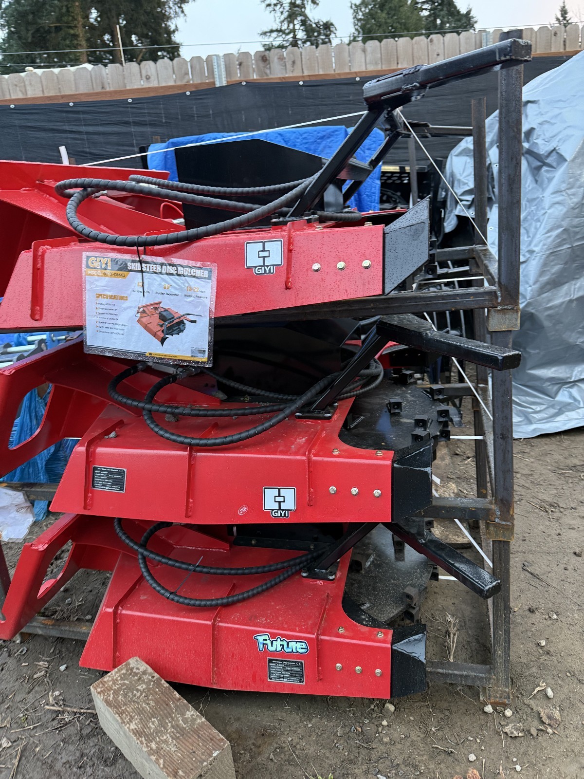 Future Disc Mulcher Hydraulic Standard-Flow GY X-DM43" SkidSteer Attachment Giyi