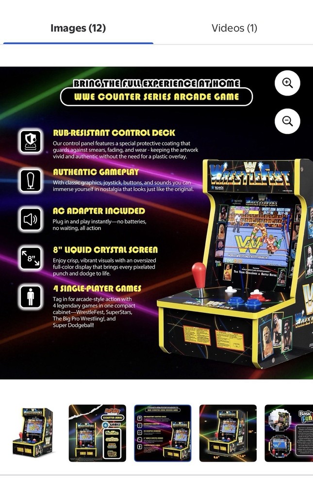 Basic Fun WrestleFest Counter Series Arcade Game Machine 8" LCD Single-Player