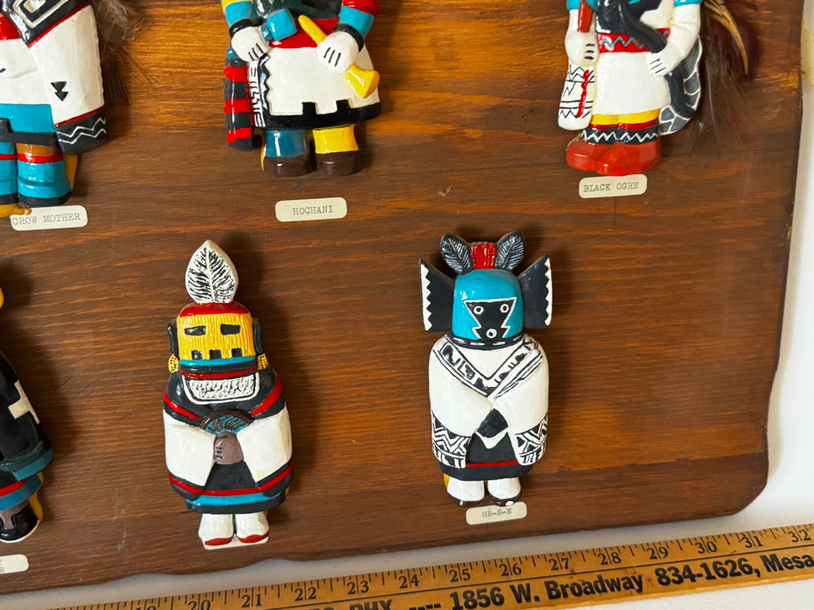 Hopi Wall Art 12 Hand Made Kachina-6"- on Wood Plaque 32" x 14" Native American