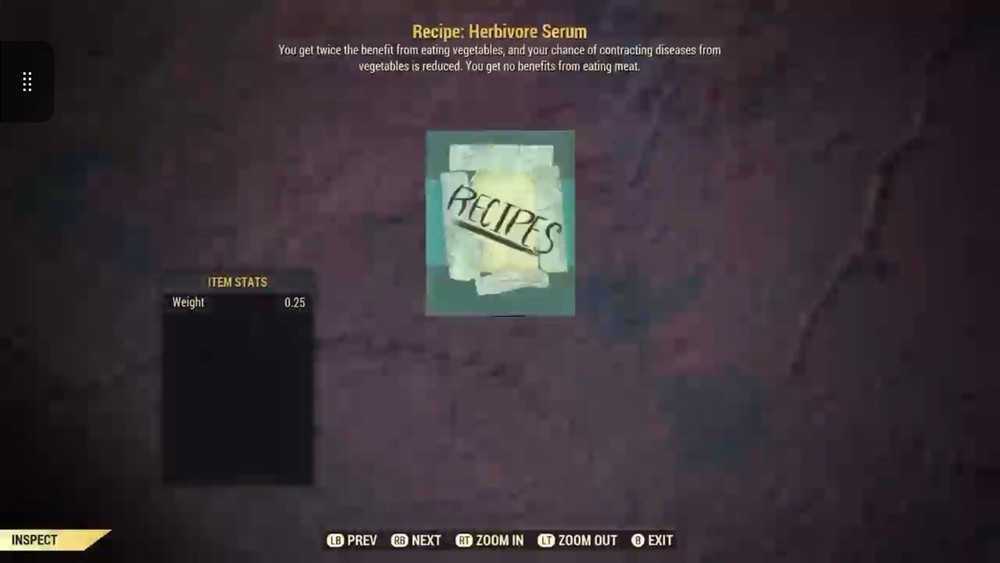 (Xbox) Herbivore Serum Recipe