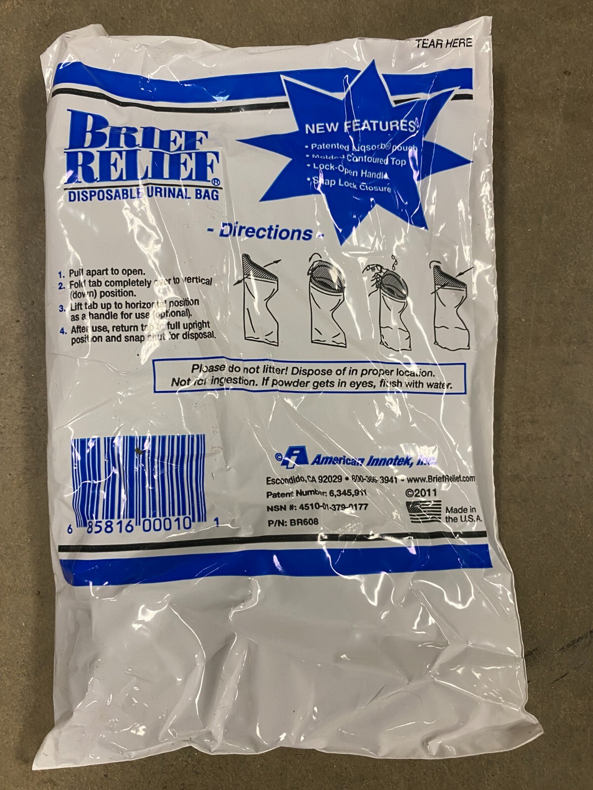 Lot of 10 Disposable Brief Relief Eco safe porta potty and urine bags