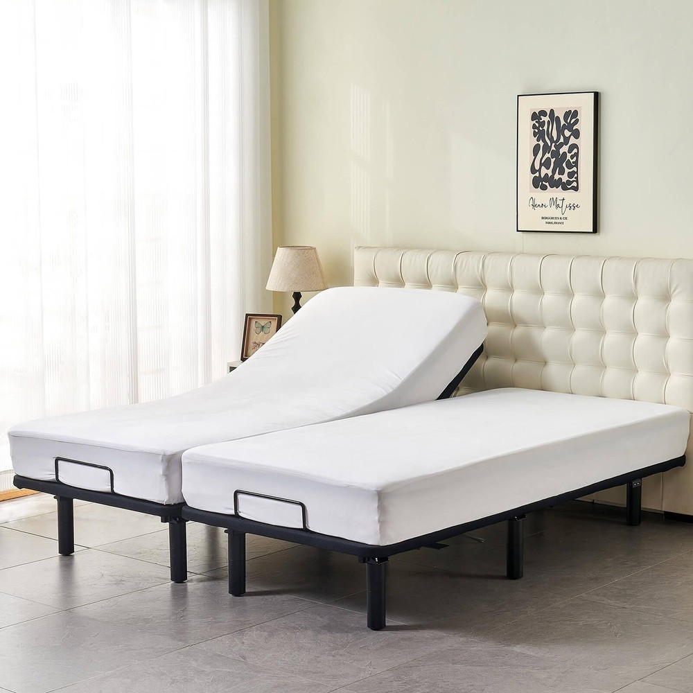 Waterproof Split King Mattress Protector for Adjustable Beds Soft Cooling Bam...