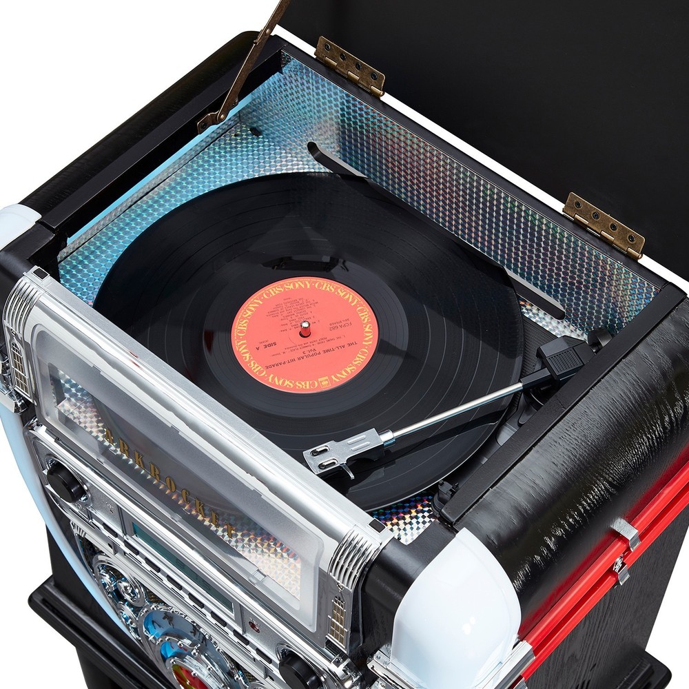 Arkrocket Boston Tabletop Jukebox Record Player Entertainment System w/ Stand