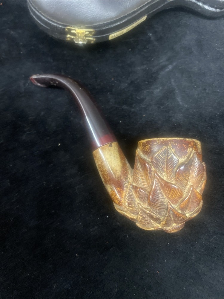 Ural Pipe Vintage With Case Brown Floral Leaf Pattern With Case Read Details