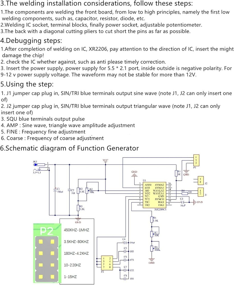 Compact 1Hz-1MHz Function Signal Generator Kit - High Precision for DIY Projects