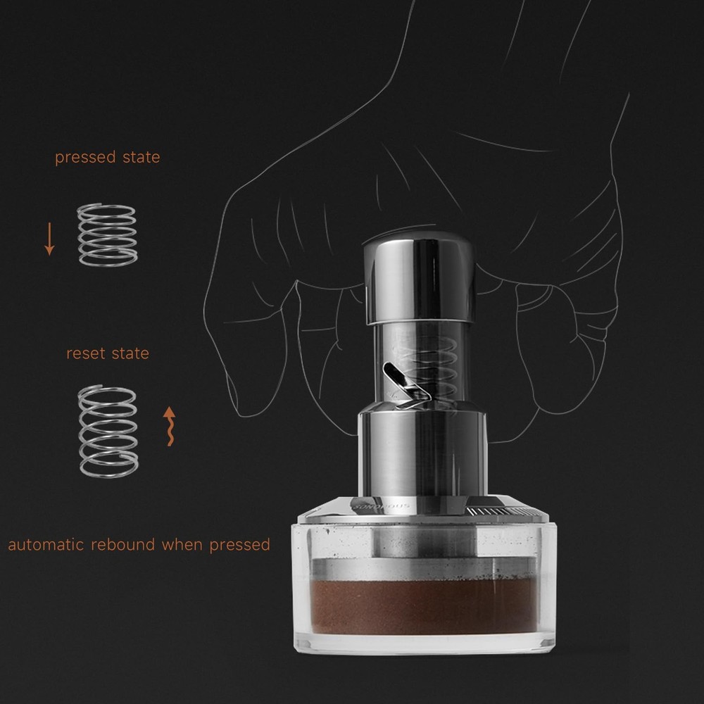 58mm Espresso Tamper with Sound Feedback - 4-Spring System for Consistent Tam...