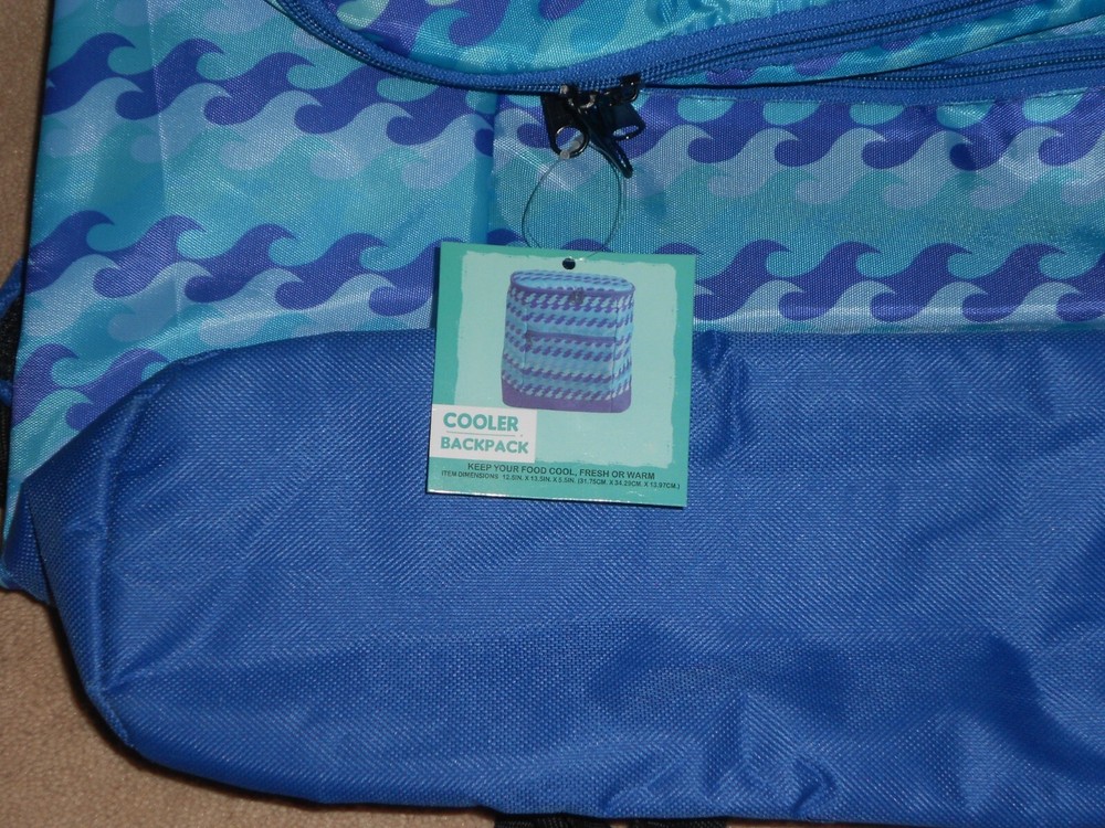 NEW, COOLER BACKPACK, OCEAN WAVES