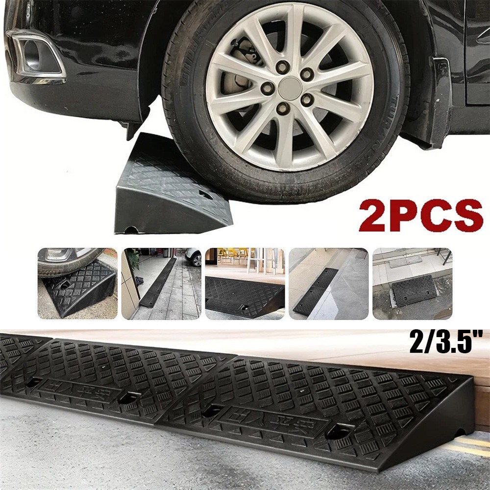 2/3.5''Rise Driveway Curb for Ramps,Driveway Ramp Car Slope Ramp for Loading-2Pc