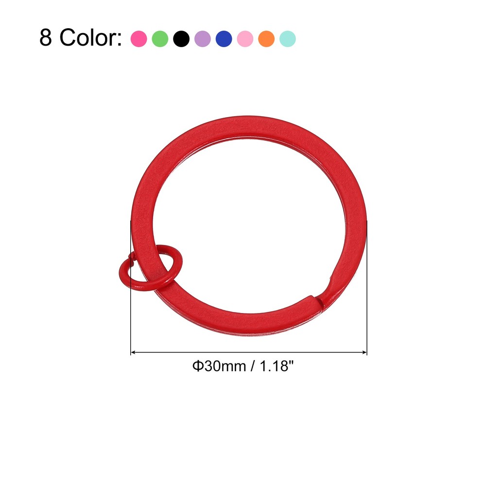 Split Keychain Ring 10Pcs Round Flat Key Holder with Open Jump Ring, Multi Color