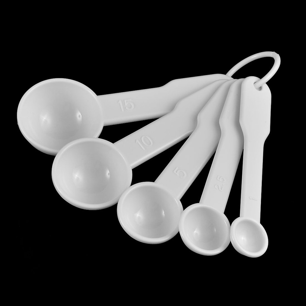 Restaurant Family Kitchenware Plastic Salt Sugar Measuring Spoons Set White