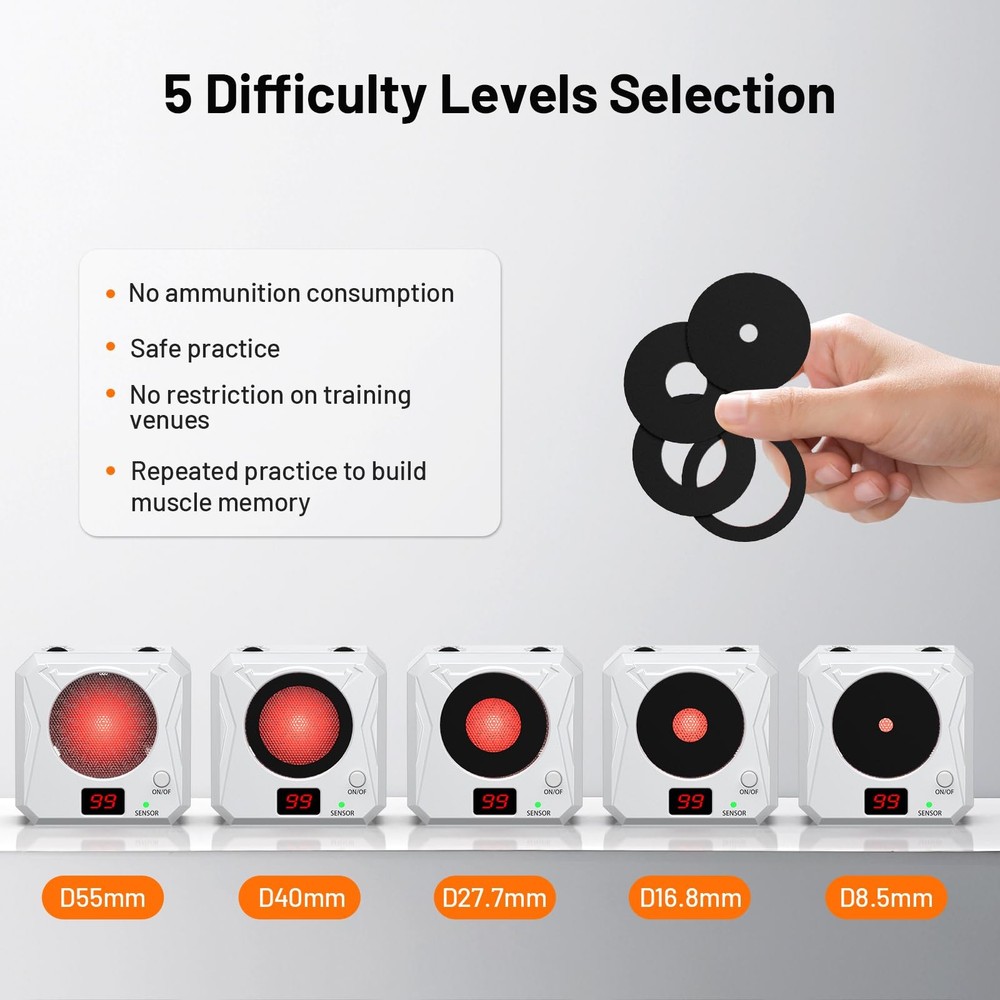 9mm Training Cartridge Laser Target for Dry Fire Training System, 5 Progressi...