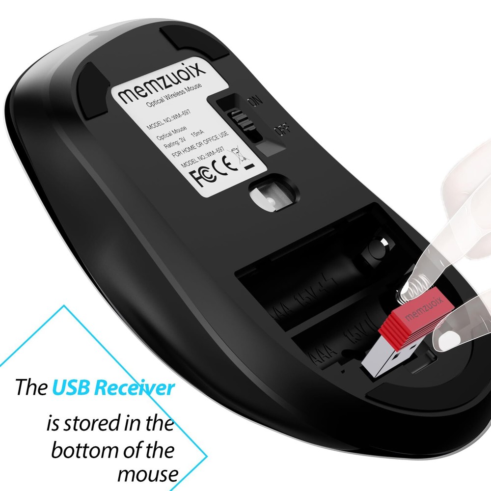 2.4G Wireless Mouse 1400 DPI Computer Wireless Mouse with USB Receiver Portab...