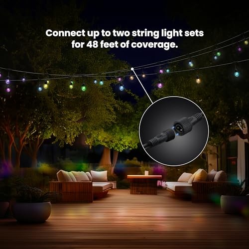 24ft LED String Light, Color Changing, 3000K Bright White, 15,000-Hour