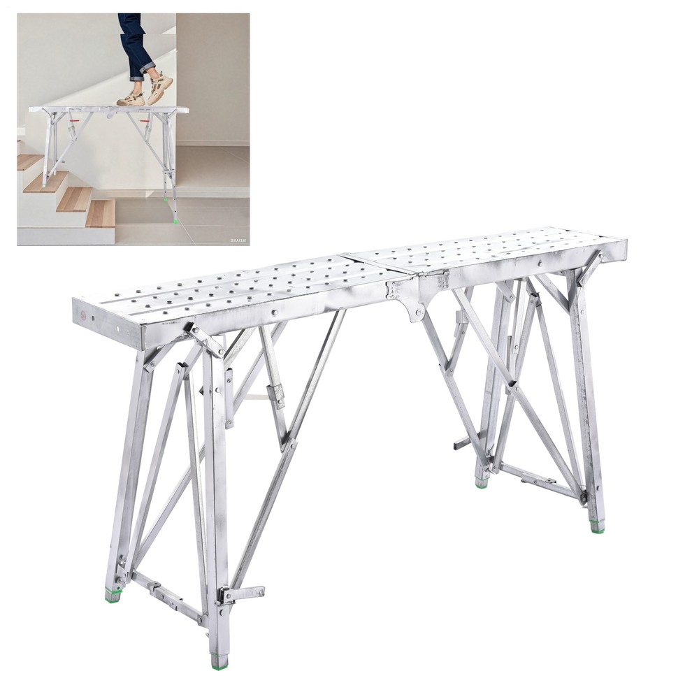 140 X 25cm Folding Scaffolding Platform Work Bench Scaffold Adjustable Height-
