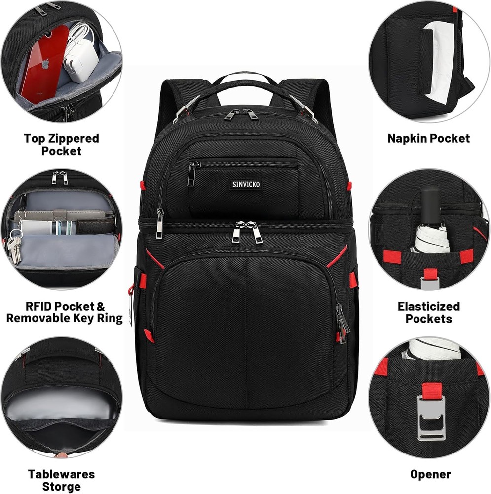 Insulated Cooler Backpack,Double Deck Leak Proof Cooler Bag,Insulated Backpac...