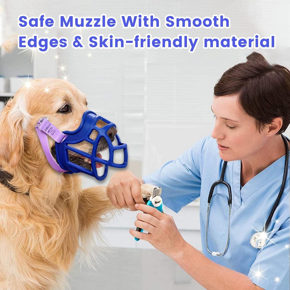 Dog Muzzle, Basket Muzzle Anti Biting Chewing, Sturdy Lightweight Muzzle Allo...