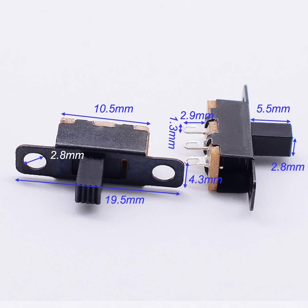 Gebildet 150pcs Slide Switch 3 Pin 2 Position 0.5A 50V DC, Mini Panel switch