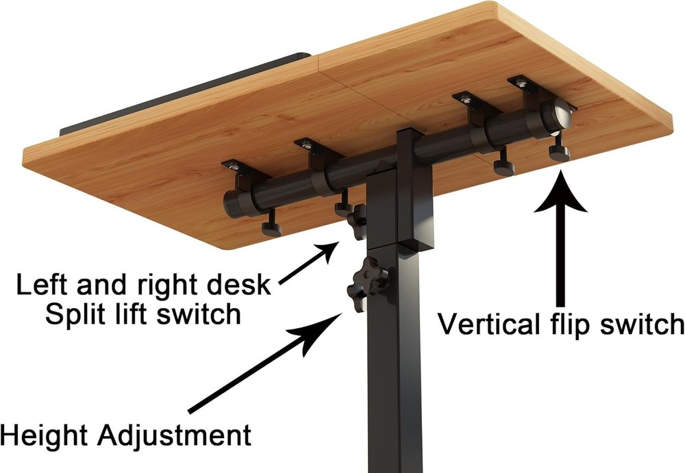 TigerDad Mobile Adjustable Height Laptop Stand PC Computer Portable Wood