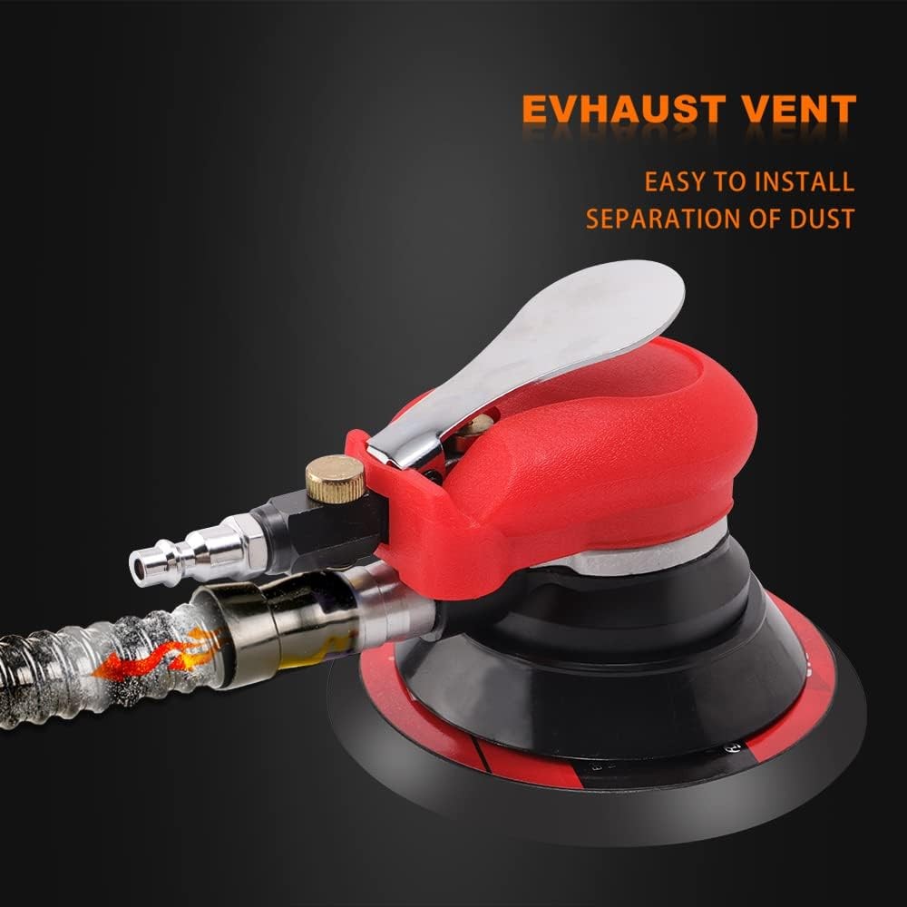 Random Orbital Sander 5" & 6" Pneumatic Palm Sander with Extra 5" Backing Plate,