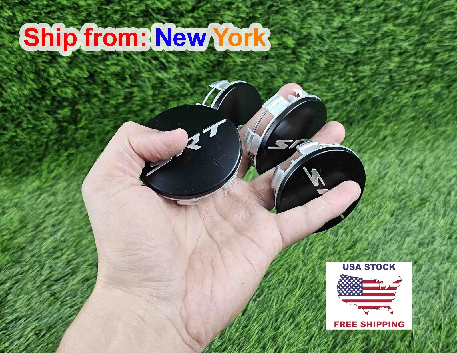 Set of 4 SRT Wheel Center Hub Caps 2015-23 Dodge Charger Challenger Black Silver