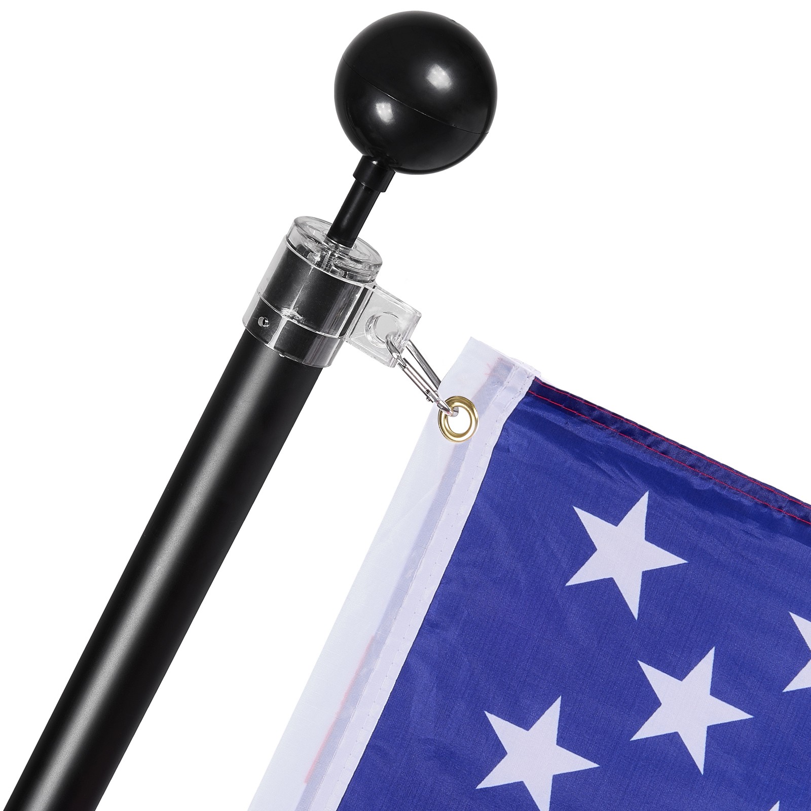VEVOR 25FT Telescopic Flagpole Kit Heavy Duty Aluminum Flag Pole American Black