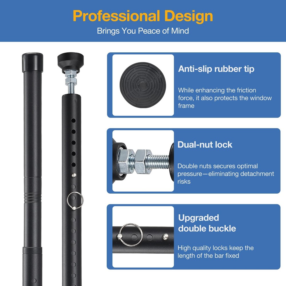 Sliding Door Security Bar, 3 Pack 18"-50" Adjustable Black - 3 Pack,