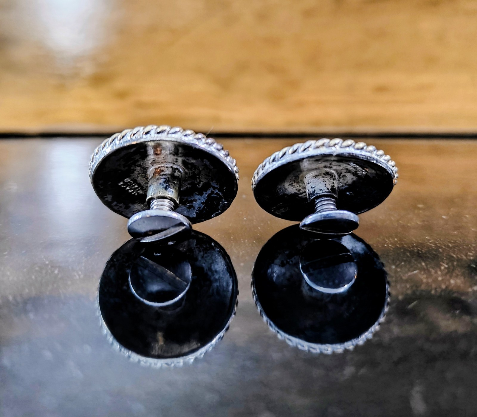 Vintage 652 Western Tack Alpaca Mexico Silver & Gold Floral Rope Edge Conchos 1"