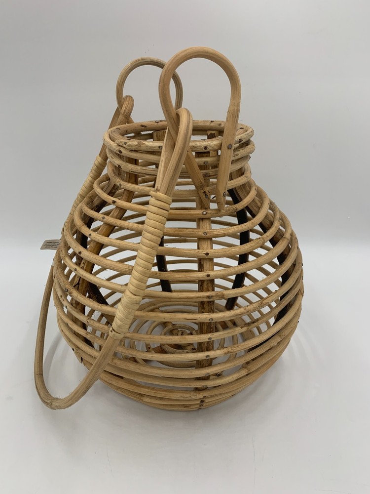Pottery Barn Riley Rattan Rustic Lantern Medium 12" H #U448