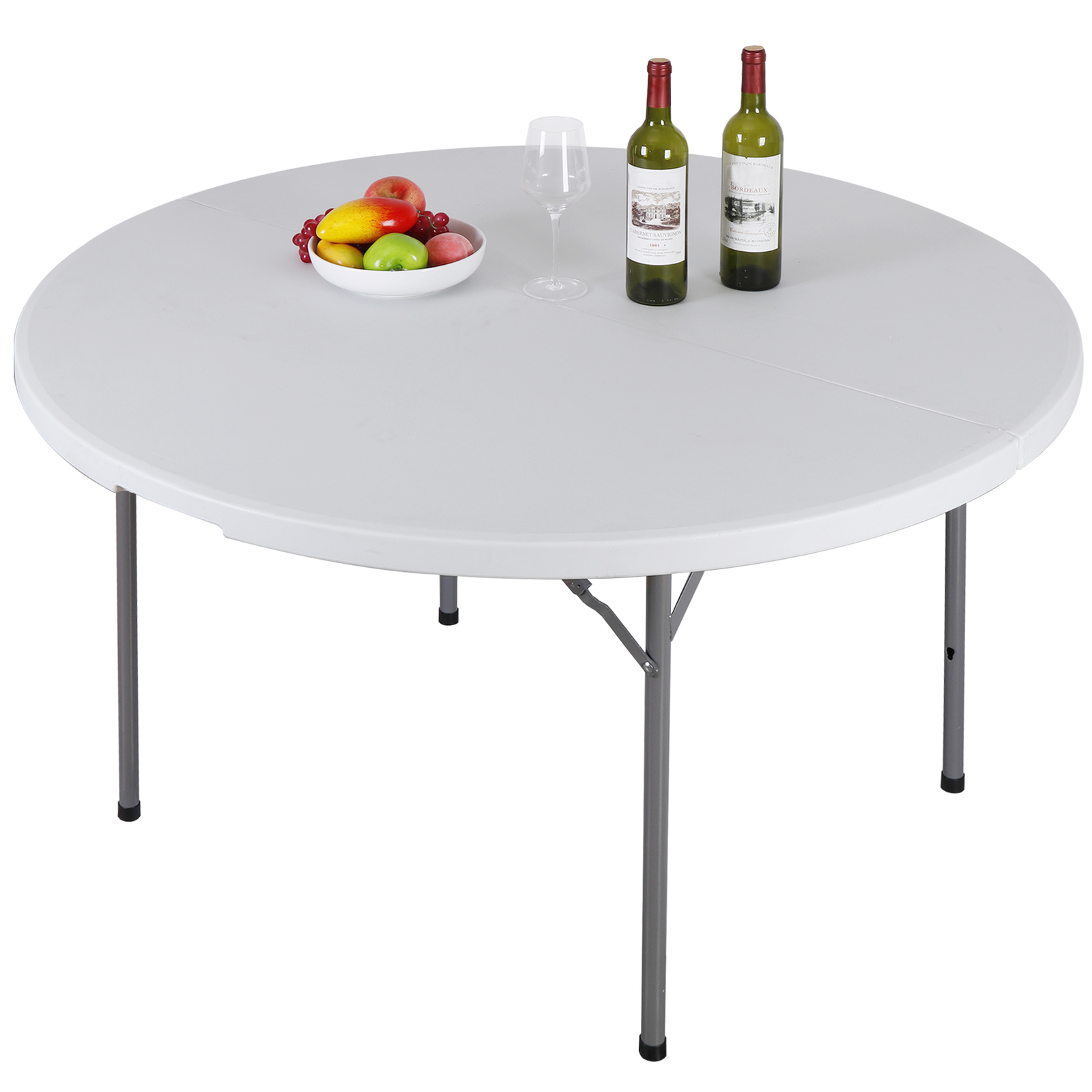48" Round Bi-Folding Commercial Table Plastic Dining Card Table for Outdoor