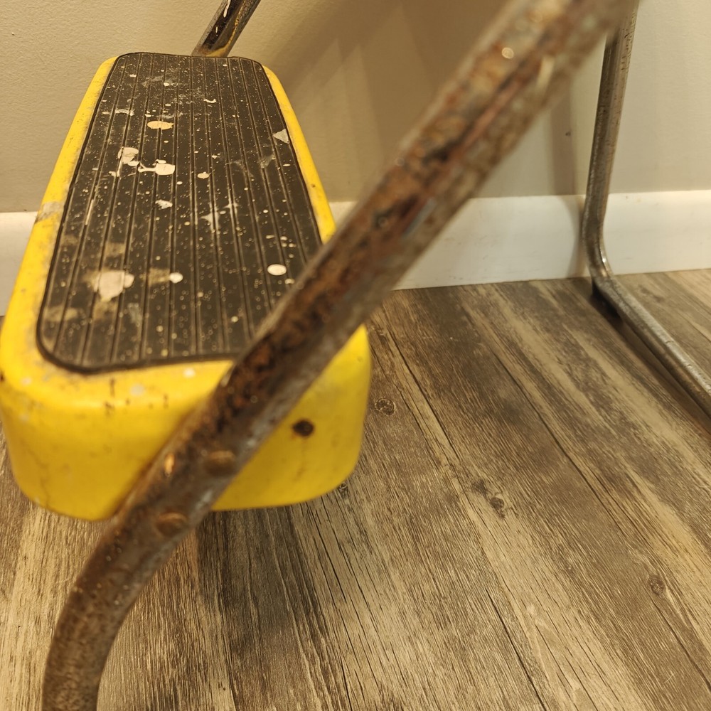 Vintage Chippy Yellow Cosco Folding 2 Step Stool