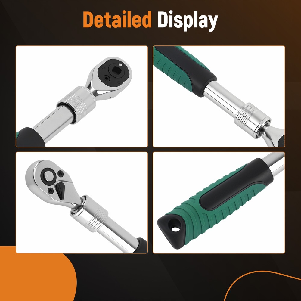 Professional Socket Wrench Set 3PC Extendable Handle 72-Tooth Mechanic Tools