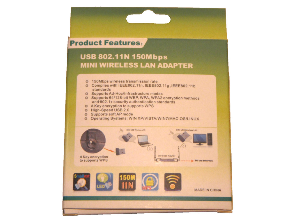 4 x Mini Wireless Lan Adapter USB 802.11N 150Mbps