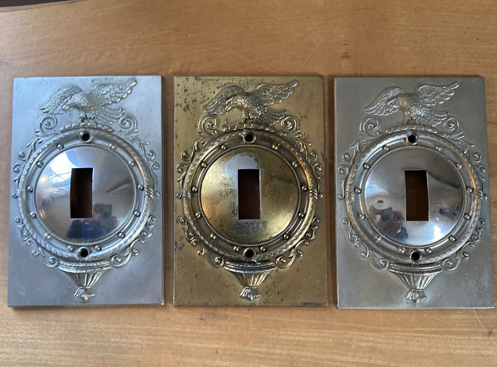 Vintage Eagle Embossed Aluminum Double & Single Light Switch Cover Plates (7)