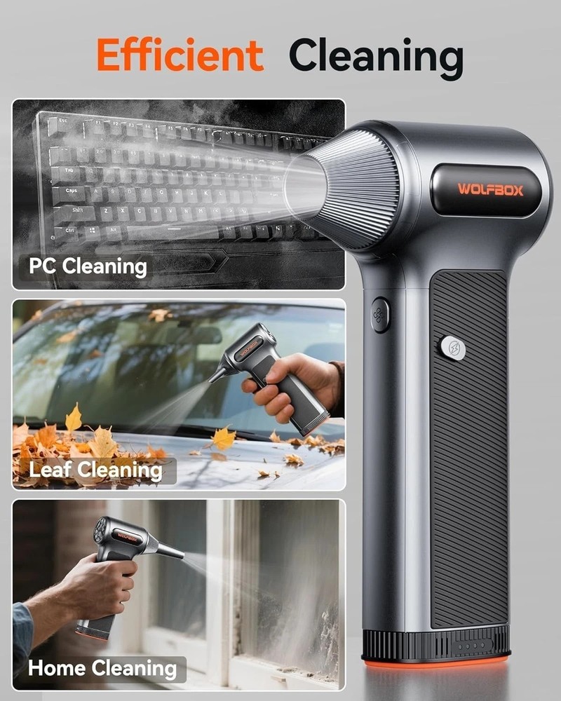 MF200 Compressed Air Duster with Removable Battery & 4 Nozzles, Cordless 3-Sp...