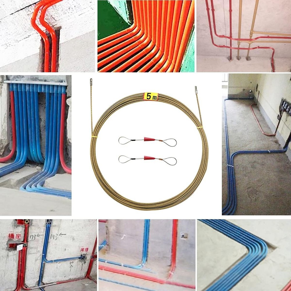 16ft Electrical Spring Wire Threader Fish Tape Fastener Cable Wire Puller Tool U